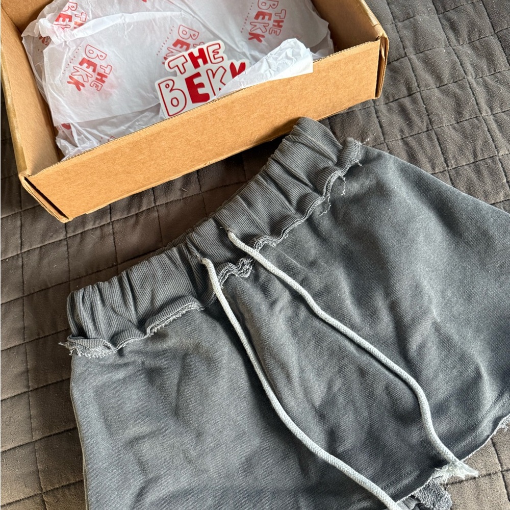 Gray Ruffled Hem Shorts